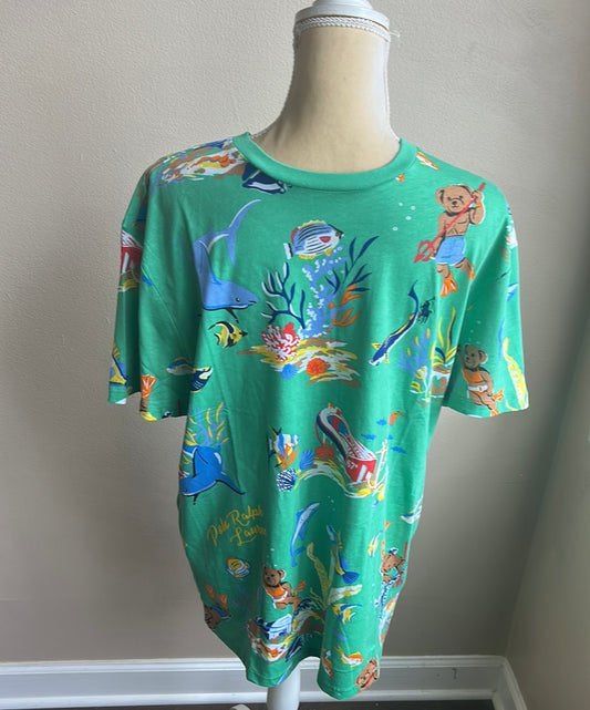 Polo Ralph Lauren Mens T-shirt Tropical Fish Beat Sz M Anchor Cotton