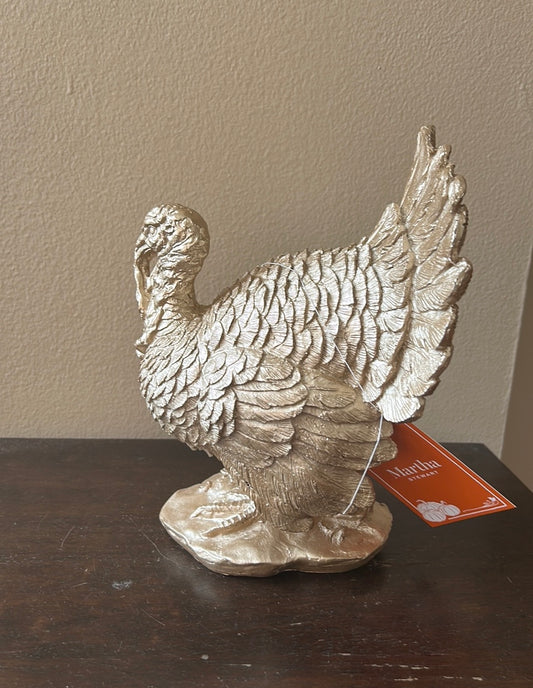 Martha Stewart Turkey Thanksgiving Fall Figurine New 9” Tall Gold New
