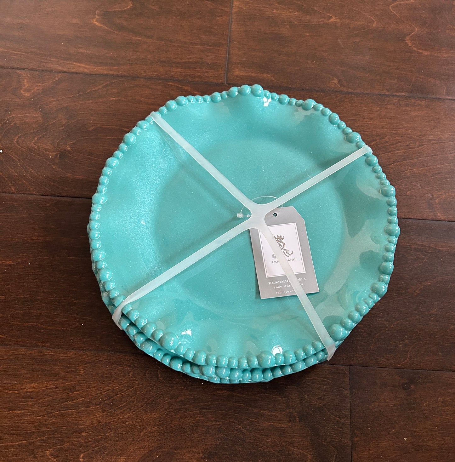 Farmhouse Rachel Ashwell Melamine  Set Of 4 Salad Plates 8.5” Blue Pearl New