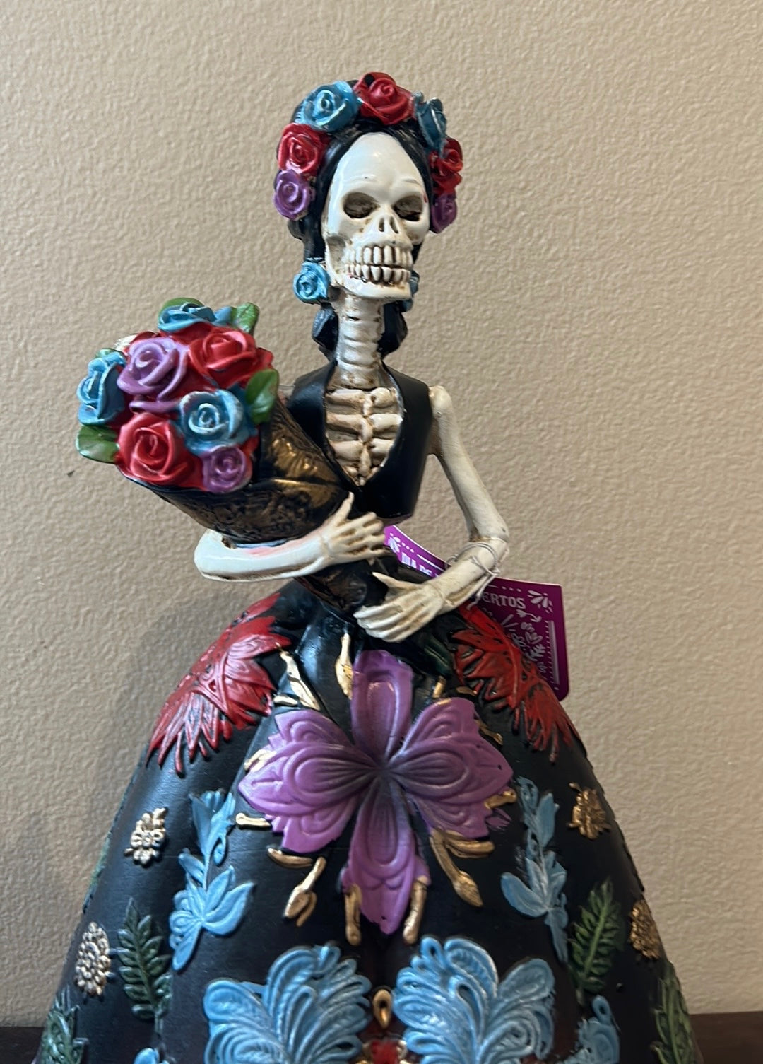 Dia Del Muertos Doll In Ball gown Halloween Black Day Of The Dead