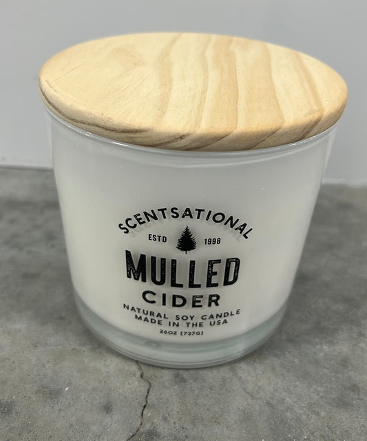 Scentsational Mulled Cider  Candle Large Glass Jar 26oz Soy Wax New