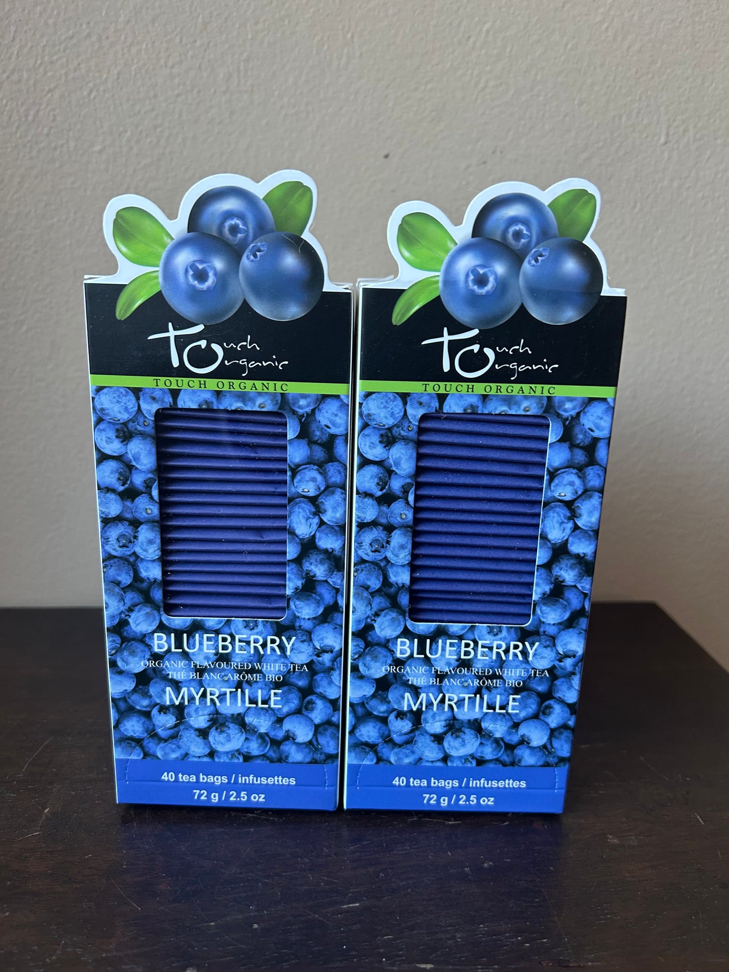 2 Touch Organic Blueberry  White Tea Bags, 40 Bags, 2.5 oz Exp 12/28