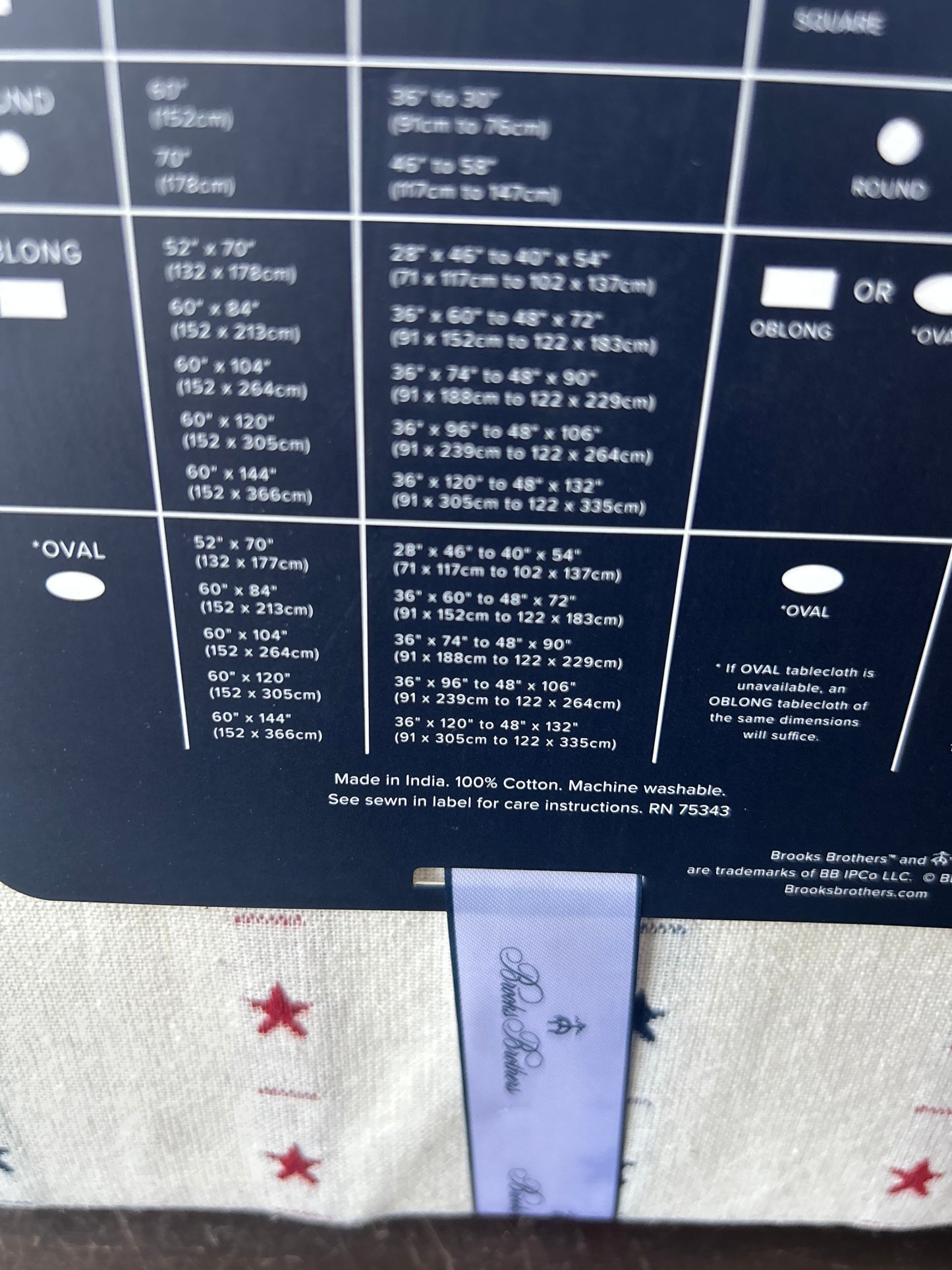 Brooks Brothers Americana Tablecloth July 4th Stars Red Blue New