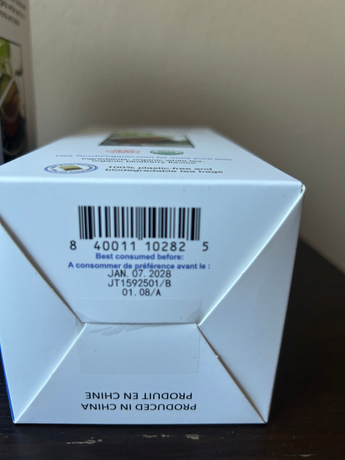2 Touch Organic Blueberry  White Tea Bags, 40 Bags, 2.5 oz Exp 12/28