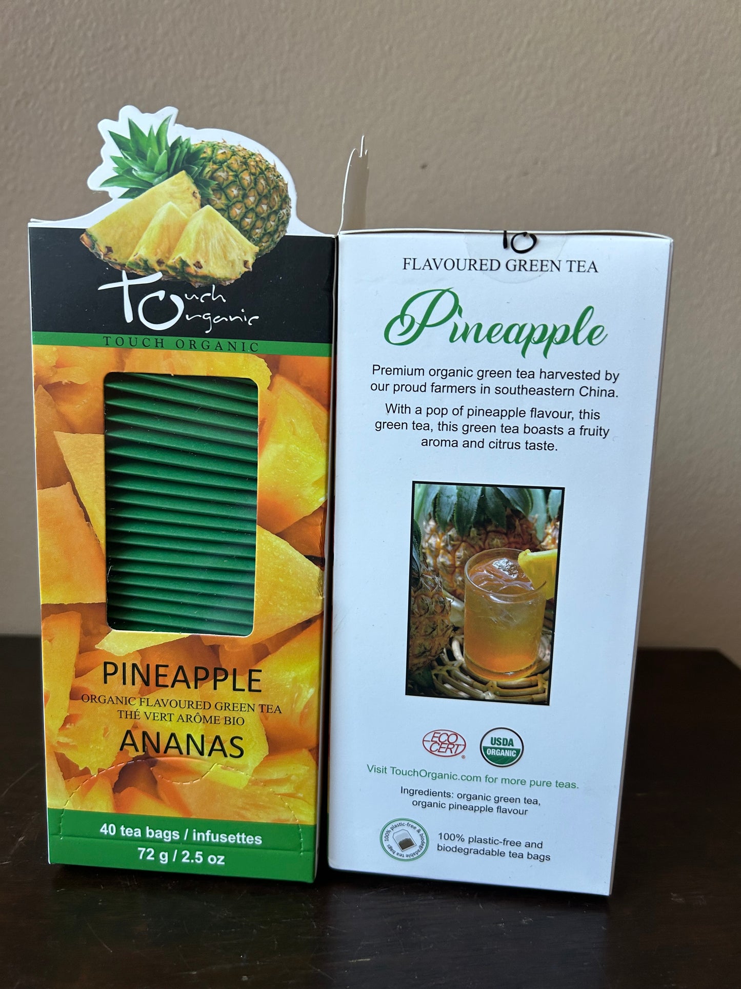 2 Touch Organic Pineapple Green Tea Bags, 40 Bags, 2.5 oz Exp 03/28
