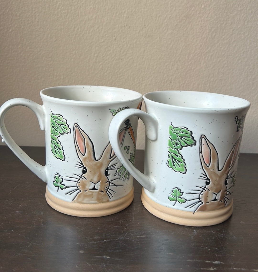 Eli & Ana Set Of 2 Easter Coffee Yea Mugs Cups New 18 Oz Bunny Carrot