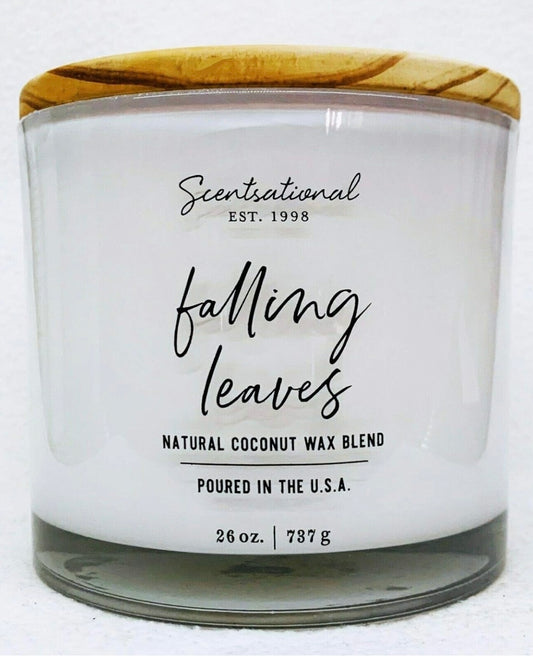 Scentsational Falling Leaves Candle Large 26 Oz Fall Fragrance Coconut Wax Blend