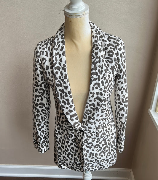 J Crew Leopard Animal Print Linen Blend Blazer Size 00 New ST2925