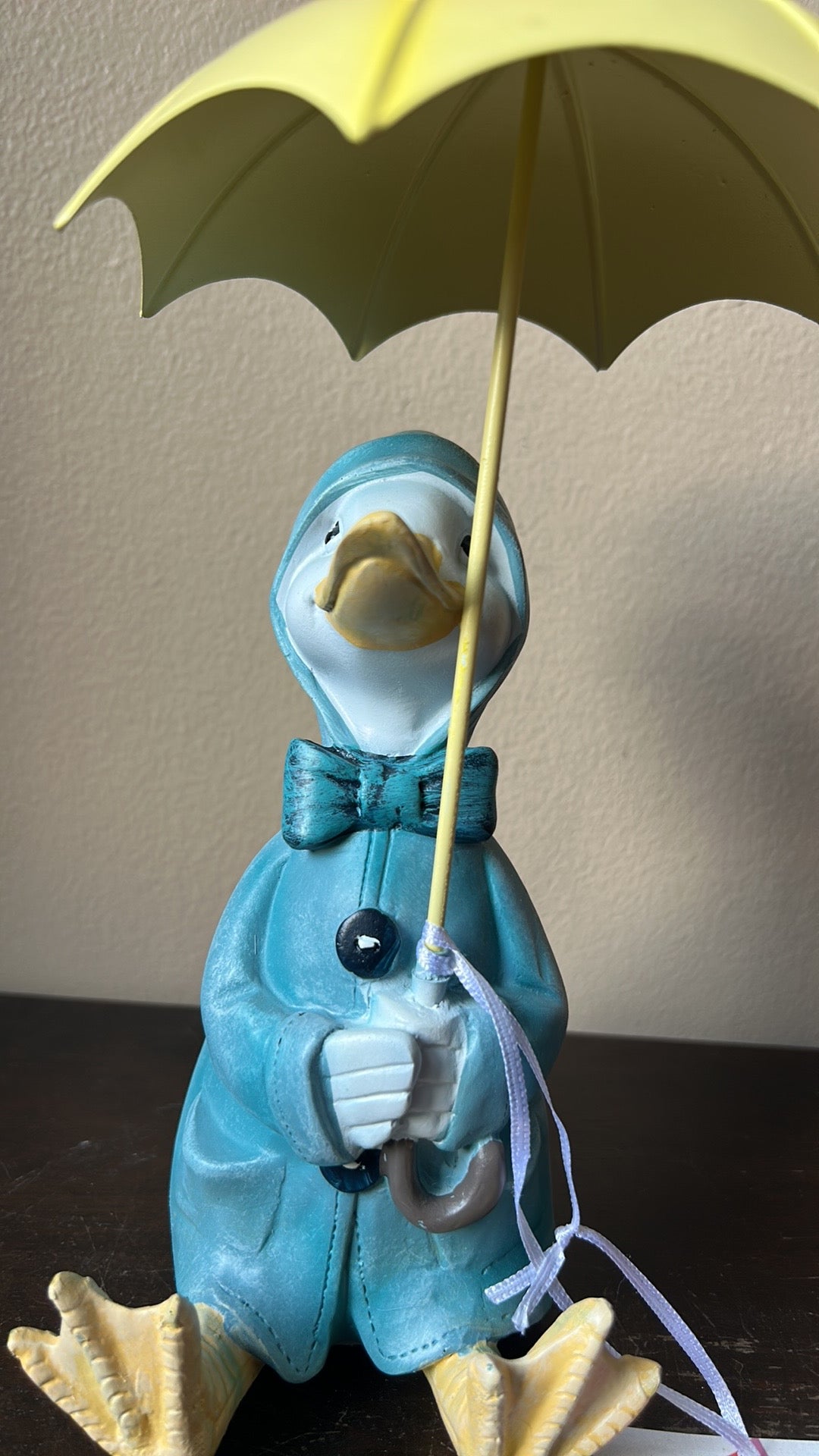 Cottontail Lane Easter Duck Figurine With Umbrella Raincoat New