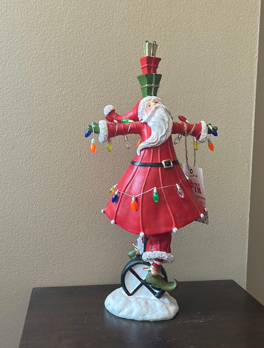 Patience Brewster Santa on a Unicycle 18" Figurine Whimsical Christmas Holiday