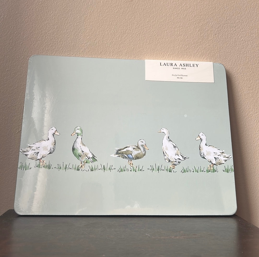 Laura Ashley Set Of 4 Cork Placemats New Ducks Spring Easter