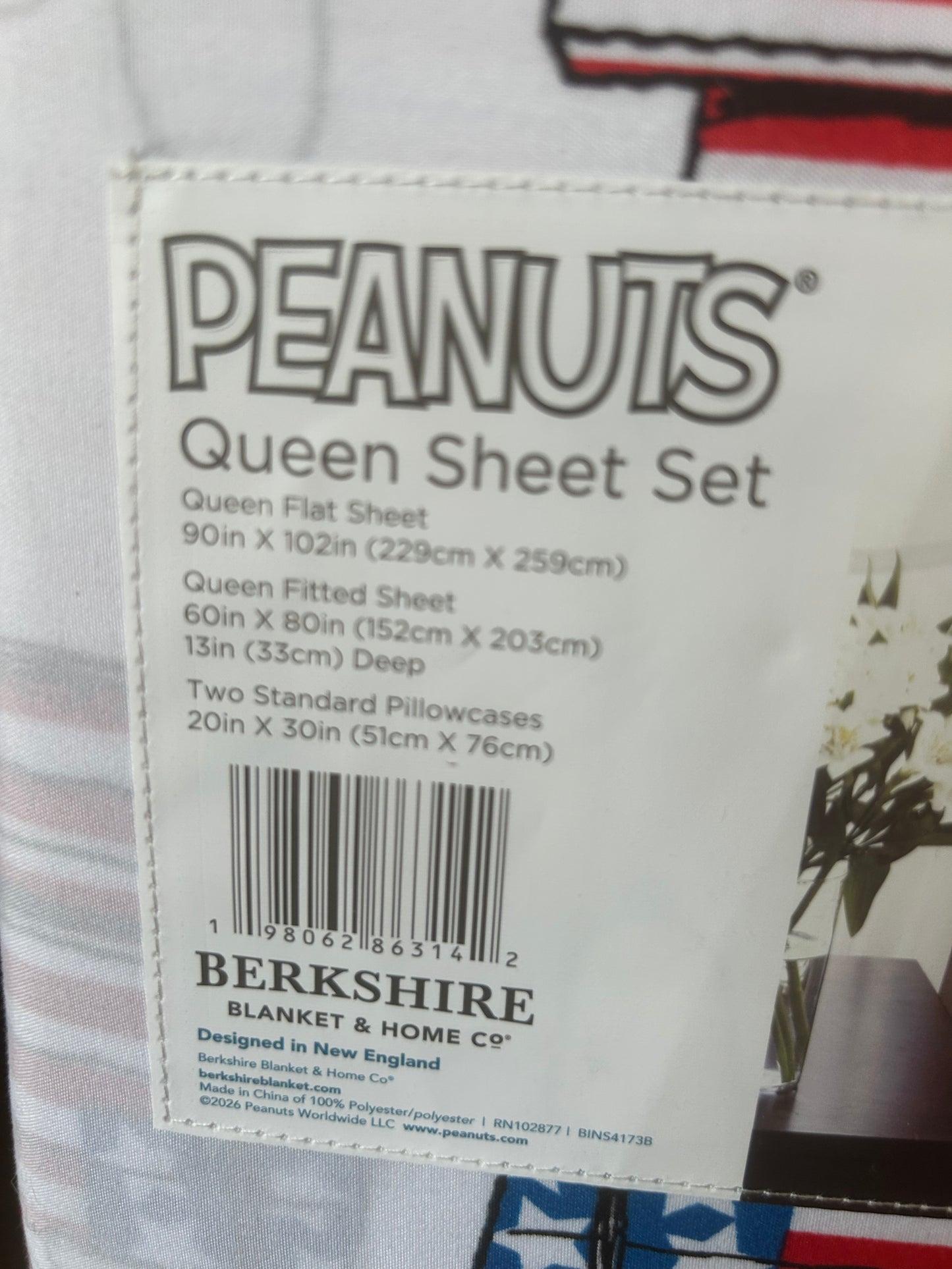 New Peanuts Snoopy Sheet Set Americana Red White Blue July 4th