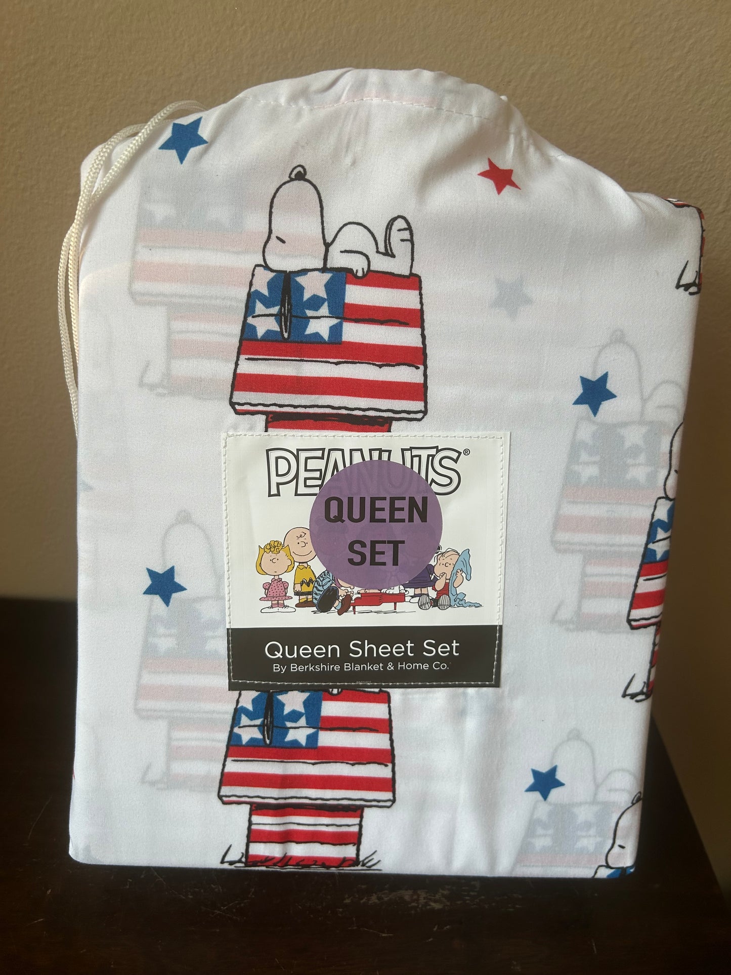 New Peanuts Snoopy Sheet Set Americana Red White Blue July 4th