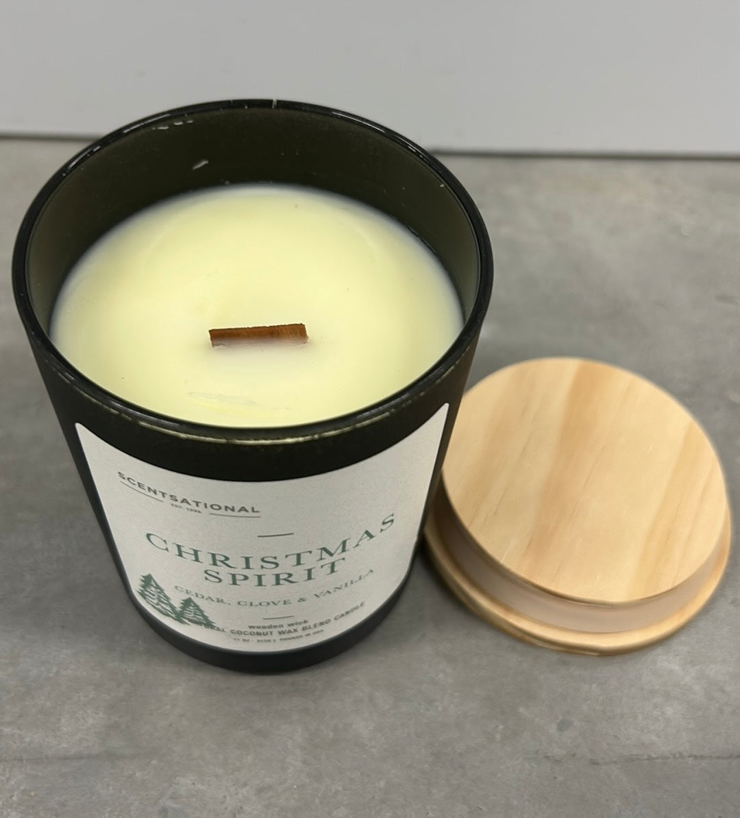 Scentsational Christmas Spirit Candle Glass Jar 11 Oz Coconut Wax WoodWick