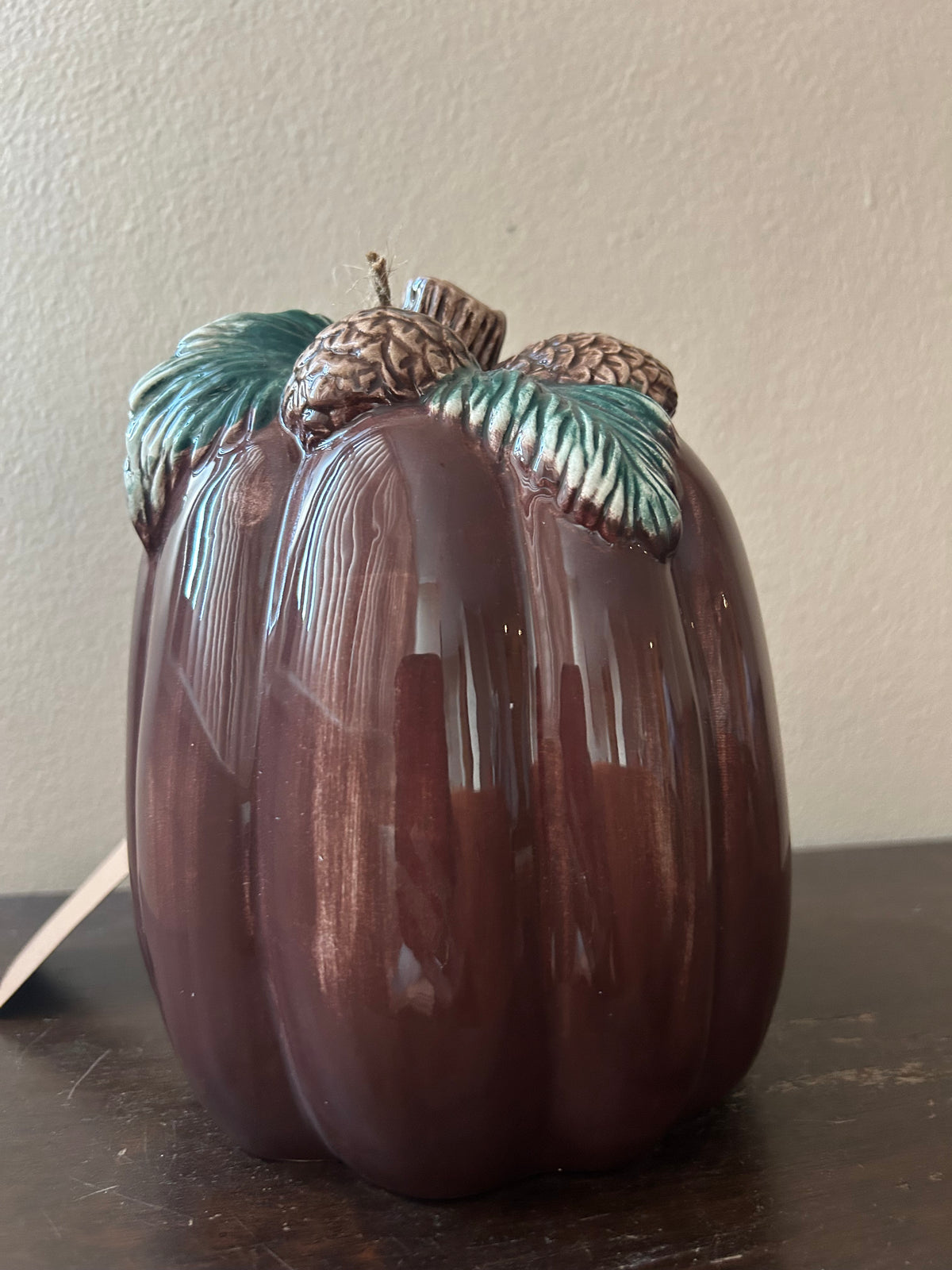 Fitz & Floyd Ceramic Pumpkin Brown Acorn New Thanksgiving Decor