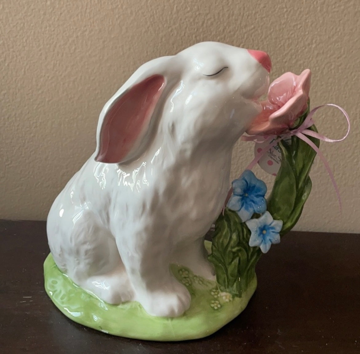 Blue Sky Clayworks Easter Bunny Smelling Flowers Figurine New