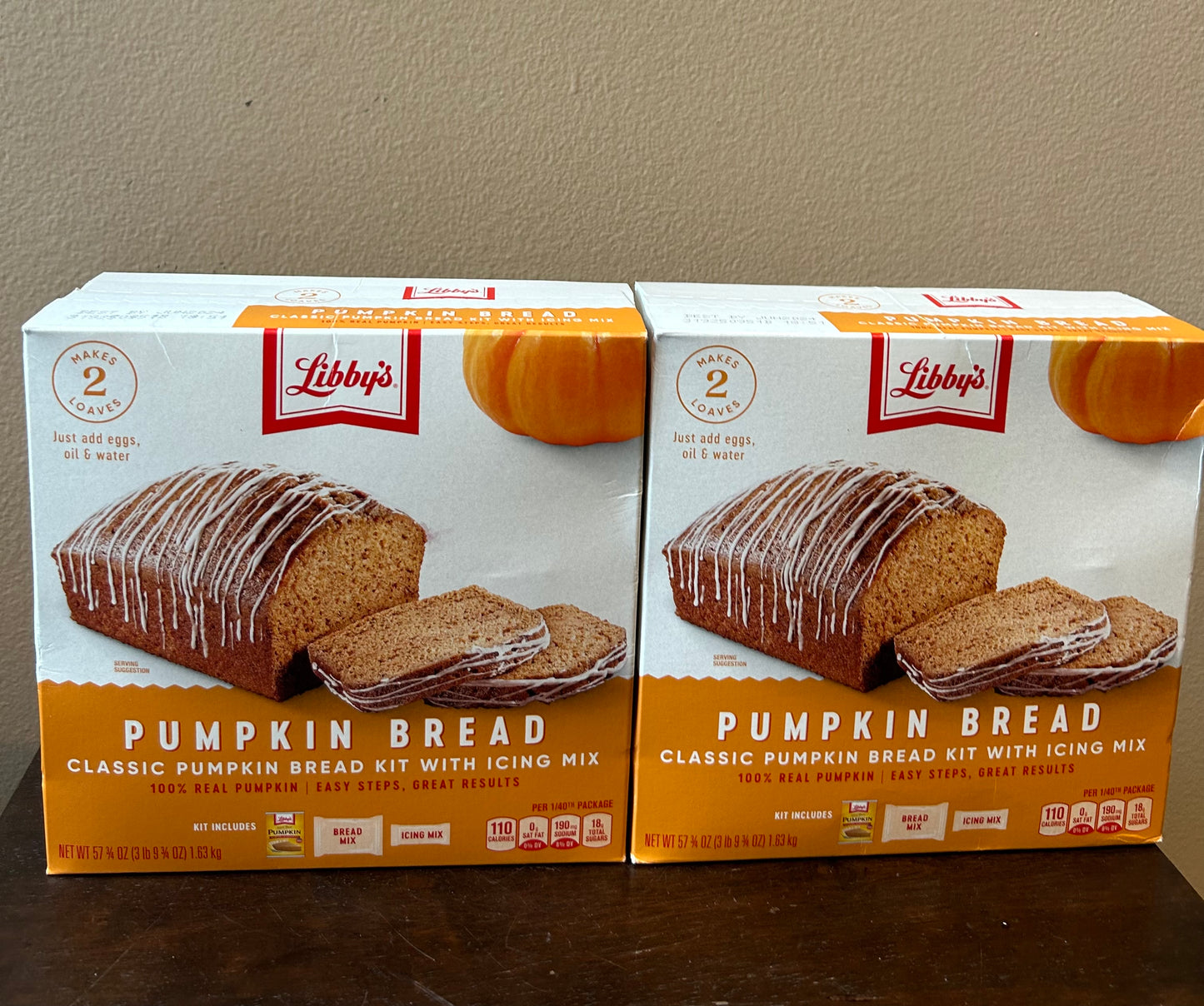 Libby's Pumpkin Bread Kit with Icing, 56.1 Ounce 2 Boxes ( Each Makes 2 Loaves )