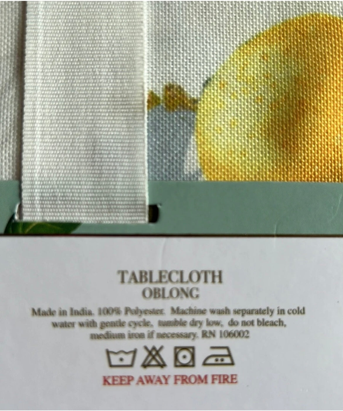 House & Garden Spring Tablecloth 60”x 84” Floral Lemons Print Script
