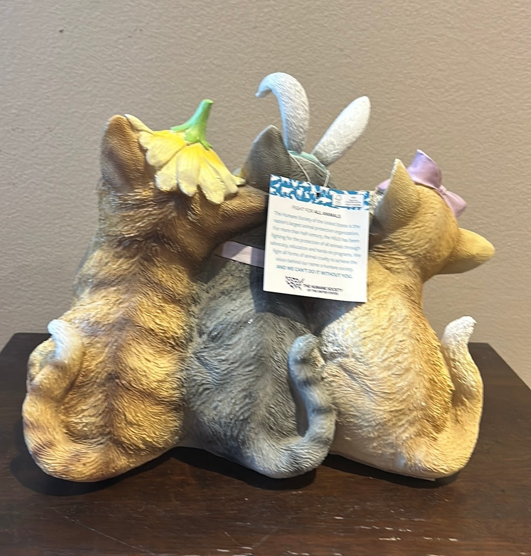 3 Cute Easter Cats Figurine Bunny Ears New Kitty