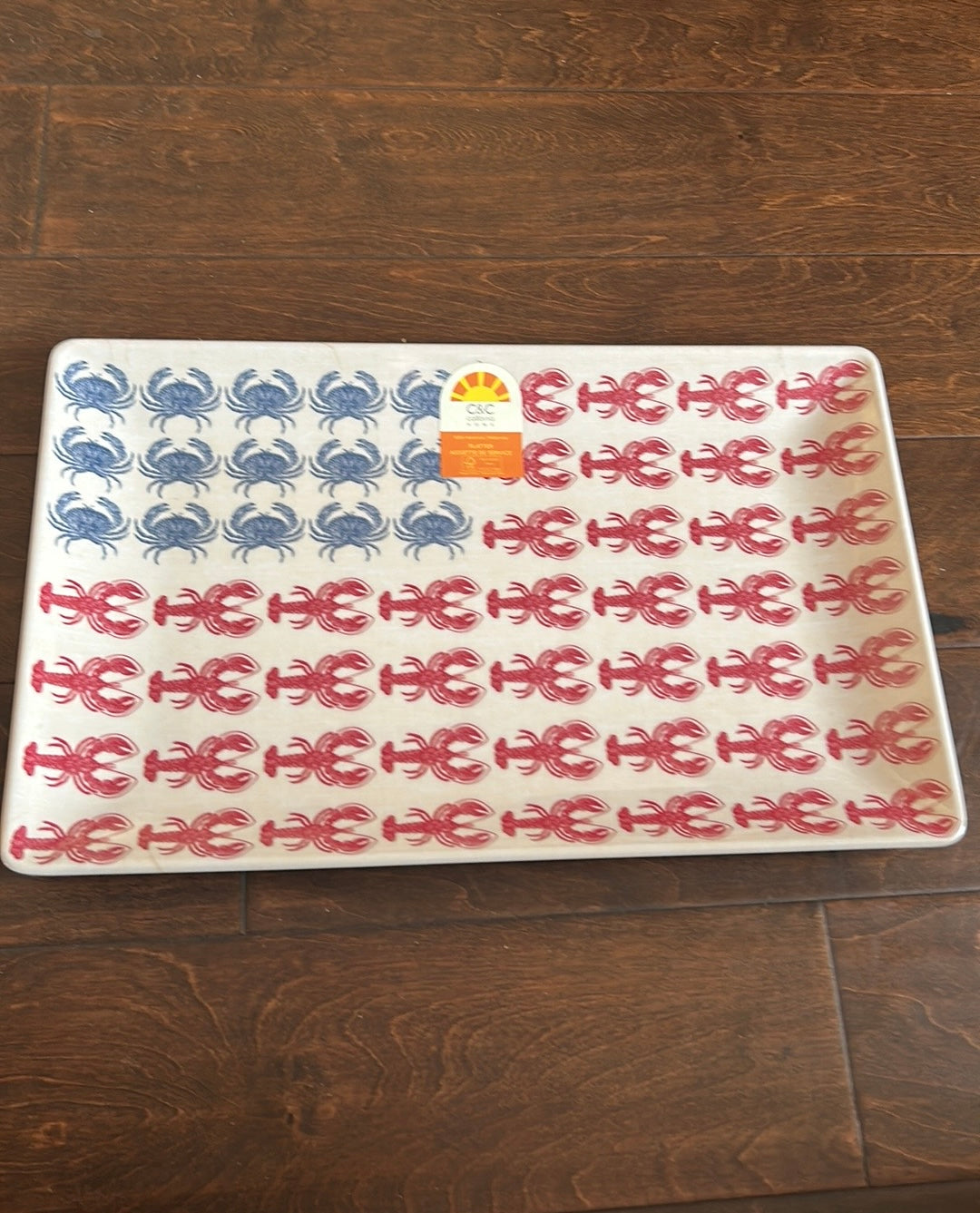 C & C California Melamine Platter Americana Red Blue lobster Crab New nautical