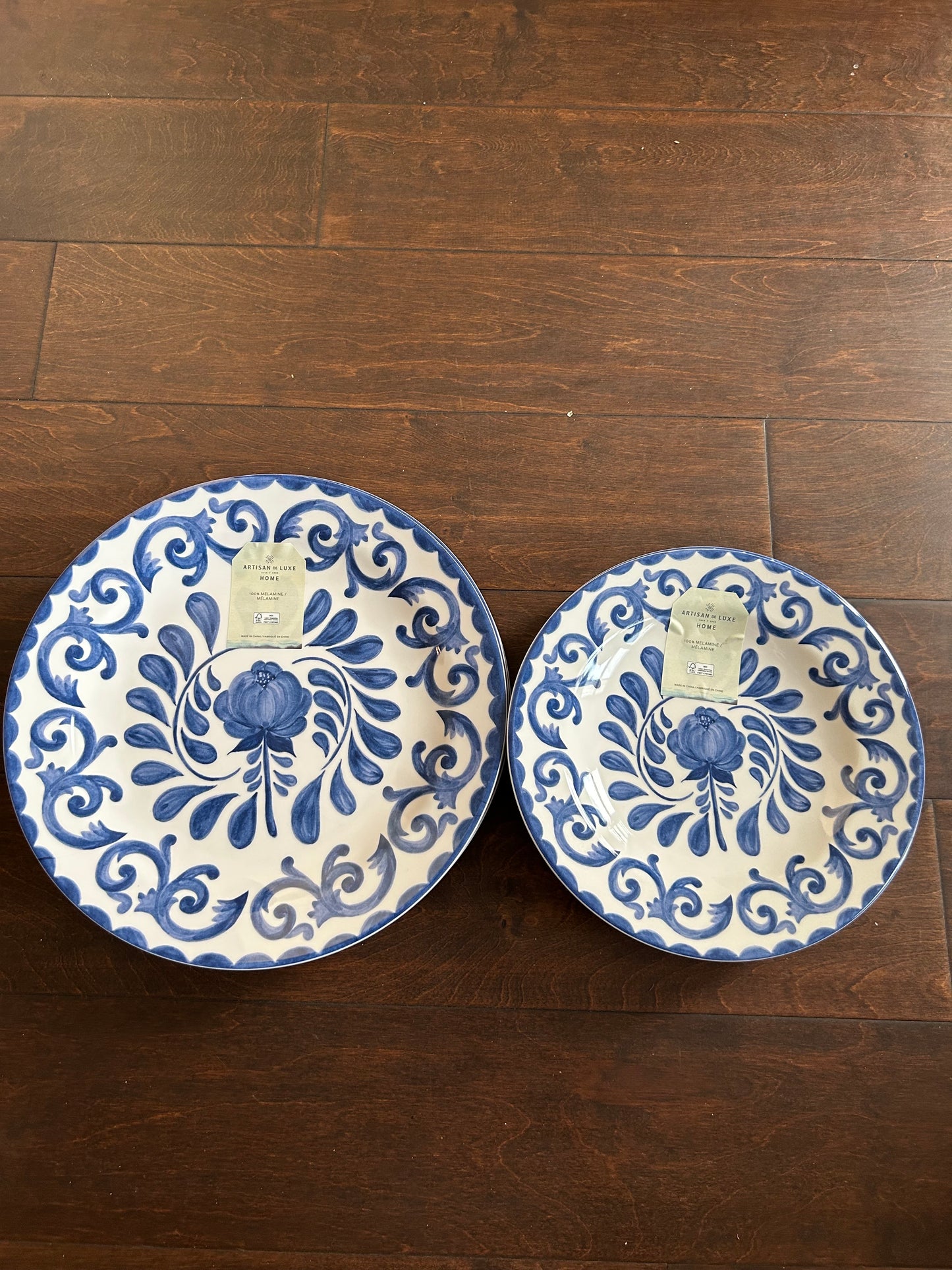Artisan De Luxe Plate & Bowl Set Melamine 8pc Set 4 Dinner &4 Salad Plates Blue