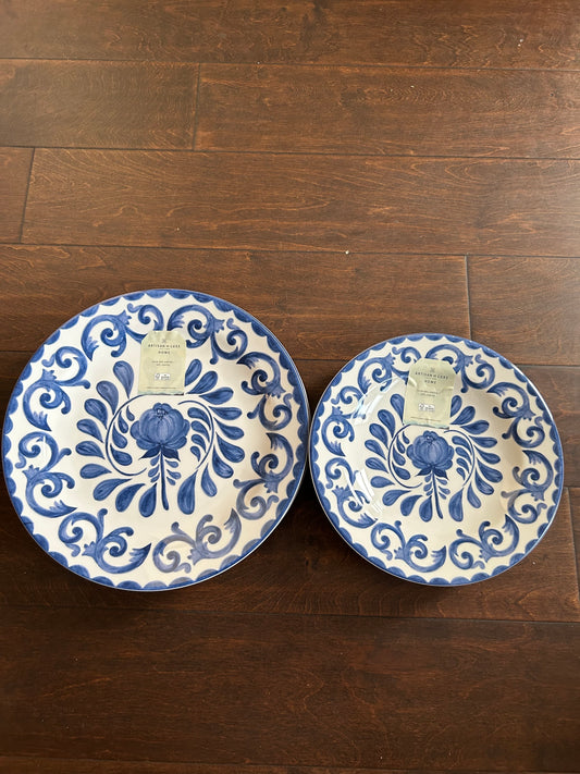 Artisan De Luxe dinnerware Set Melamine 8pc Set 4 Dinner &4 Salad Plates Blue