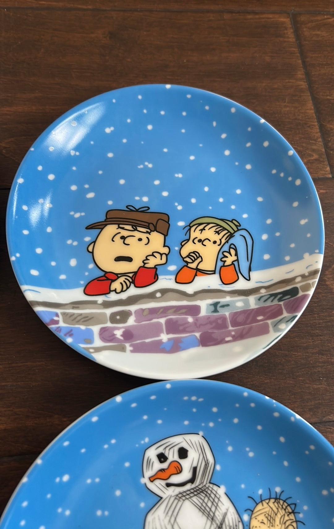 Peanuts Snoopy Christmas Appetizer/dessert Ceramic 6” Plates New Set Of 4