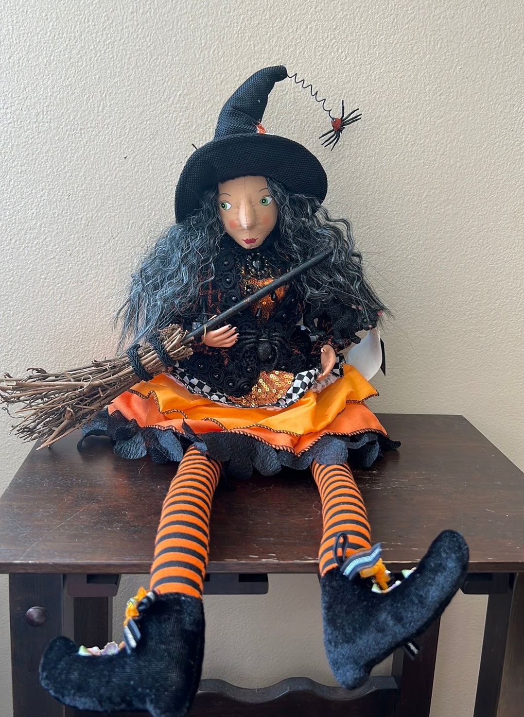 Nicole Miller Shelf Sitter Halloween Witch with Broom New