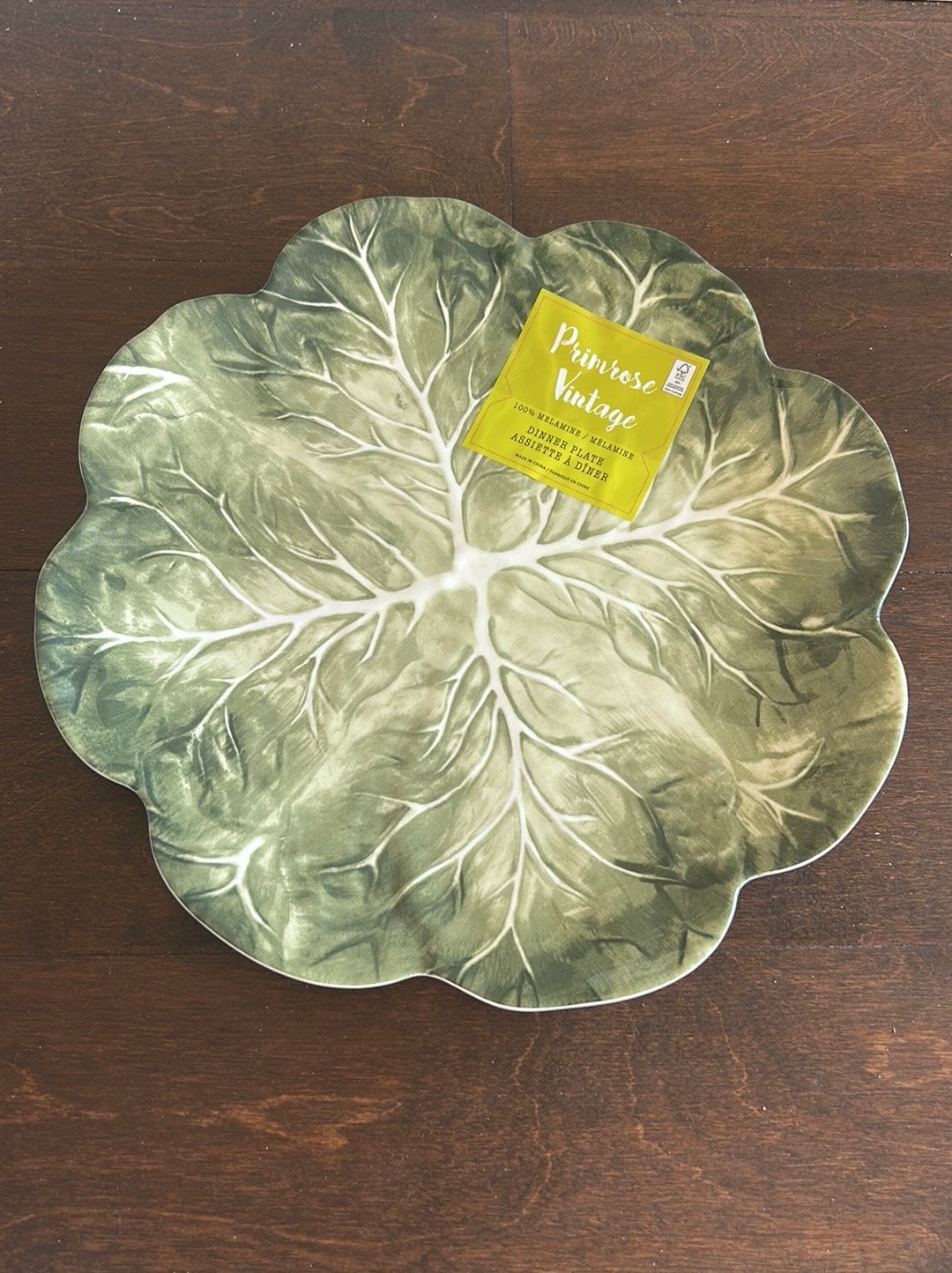 New Primrose Vintage 6 Cabbage Print Melamine Dinner Plates Easter Spring 10.5”