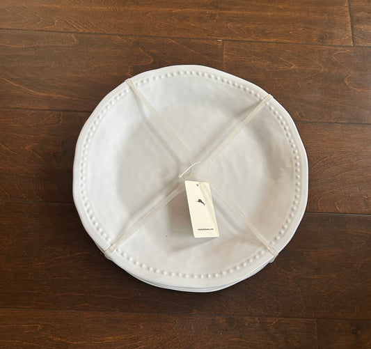 Tommy Bahama White Melamine Set Of 4 Dinner Plates Hobnail NEW