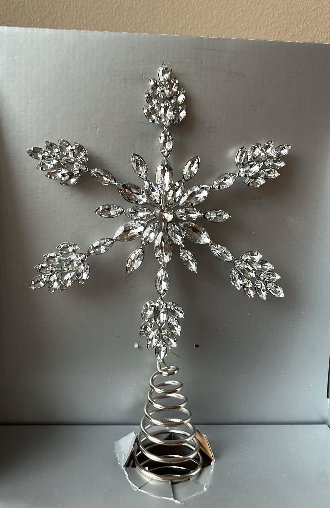 34th & Pine Star Faux Rhinestones Christmas Tree Topper New Silver