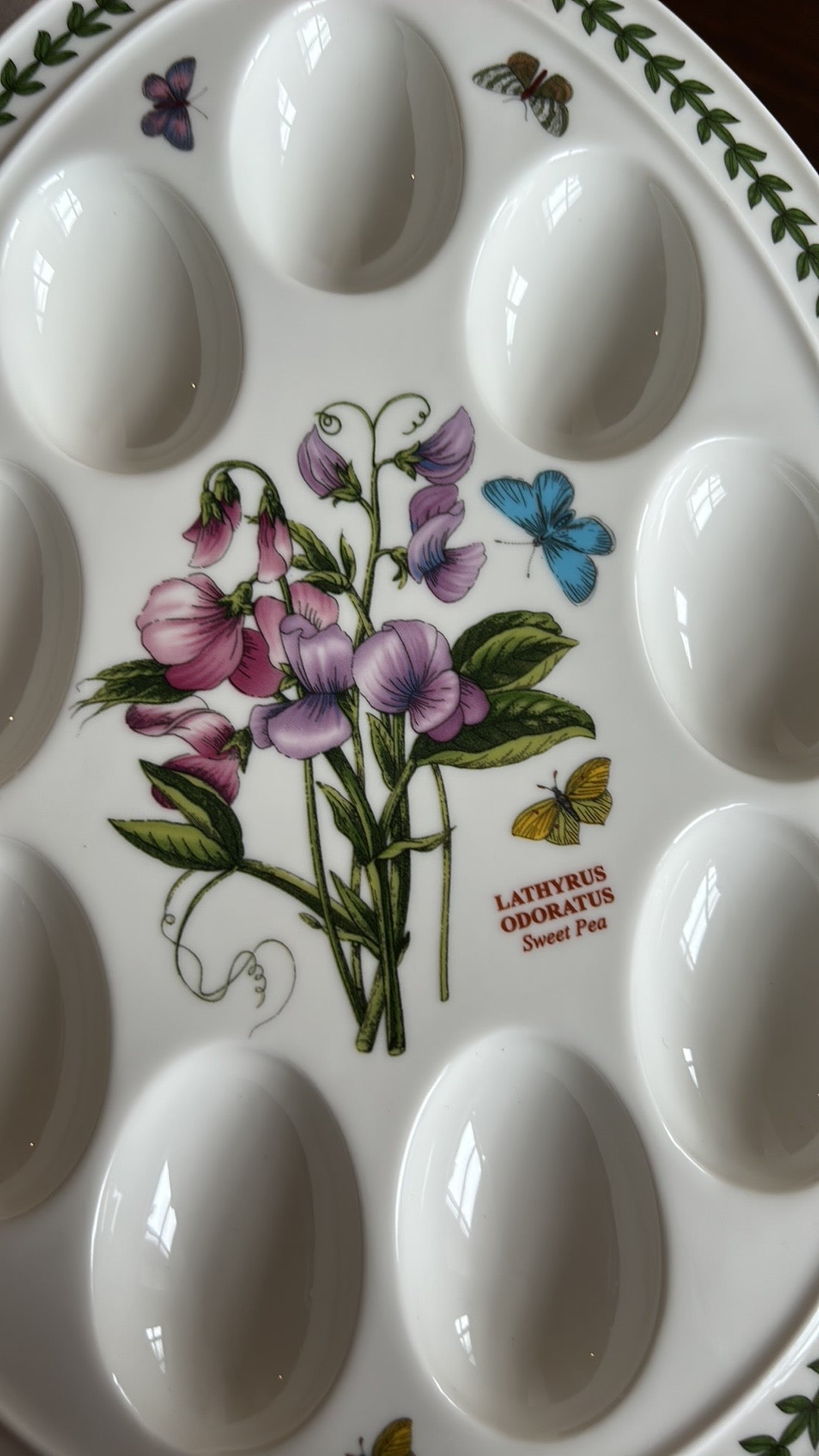 Portmeirion Botanic Garden New Egg Platter Easter Spring Ceramic Floral 12”