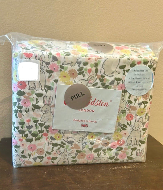Cath Kidson Sheet Set Easter Bunny Floral Full Cotton 200 Thread Count New