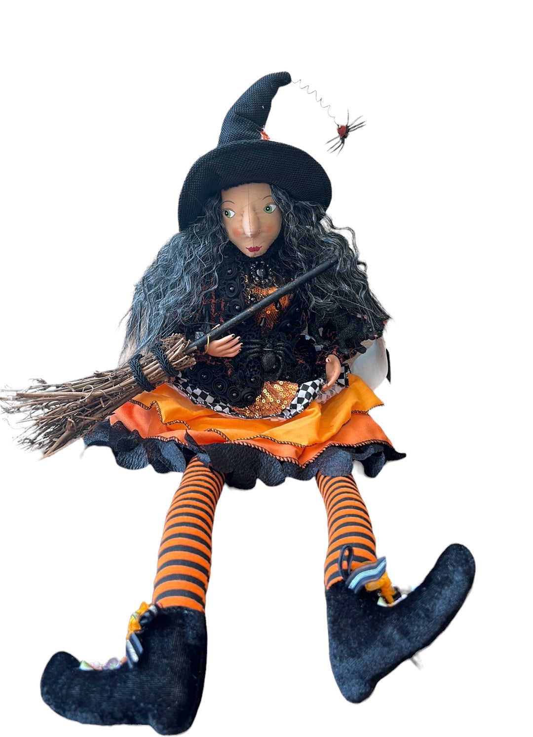 Nicole Miller Shelf Sitter Halloween Witch with Broom New