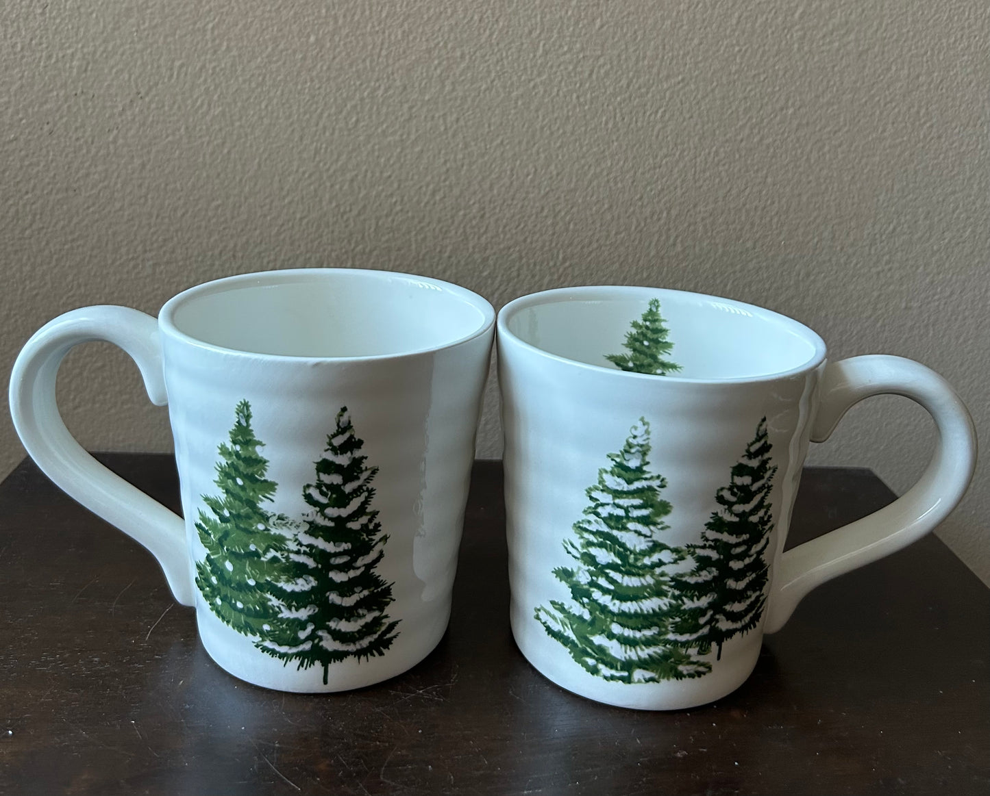 Maxcera set of 4 Christmas Mugs New Evergreen Trees Ceramic