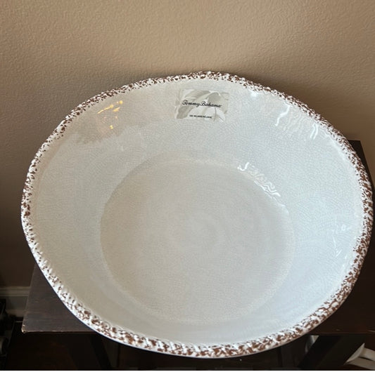Tommy Bahama Large Salad Serving Bowl Melamine Beige New 14" NWT