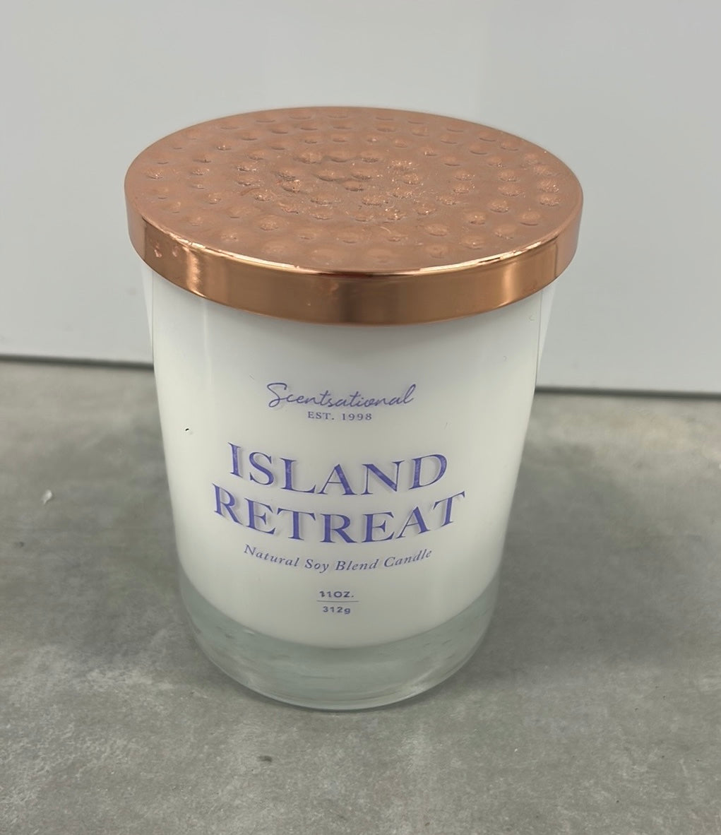 Scentsational Candle Island Retreat Glass Jar 11 Oz New Soy Wax Blend