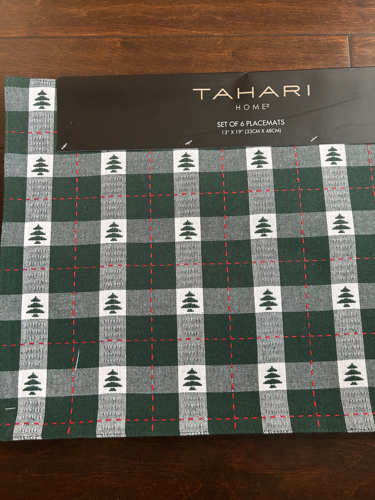 Tahari Set Of 6 Placemats New Christmas Trees Plaid