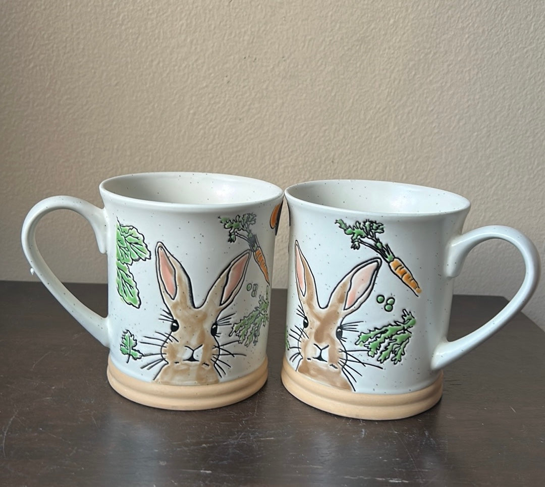 Eli & Ana Set Of 2 Easter Coffee Yea Mugs Cups New 18 Oz Bunny Carrot