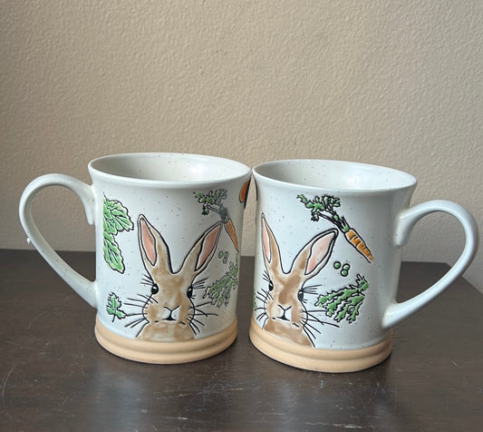Eli & Ana Set Of 2 Easter Coffee Yea Mugs Cups New 18 Oz Bunny Carrot