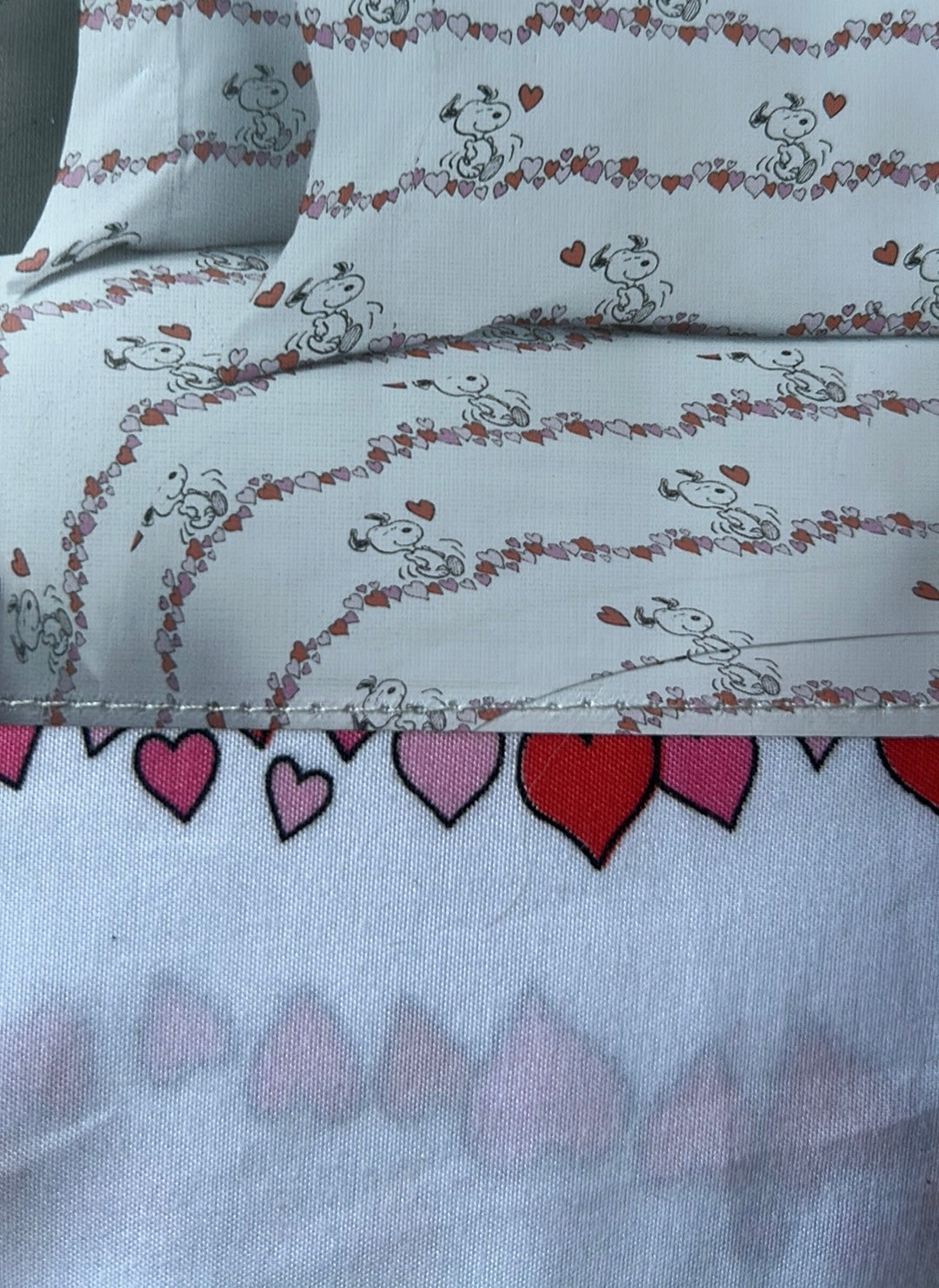 Snoopy Queen Sheet Set Valentines Day Red Pink Hearts New Love
