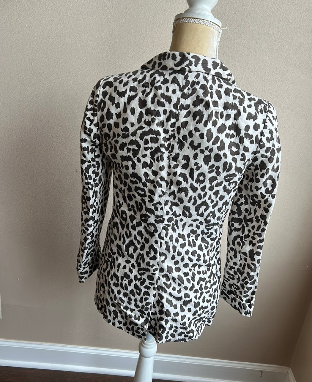 J Crew Leopard Animal Print Linen Blend Blazer Size 00 New ST2925