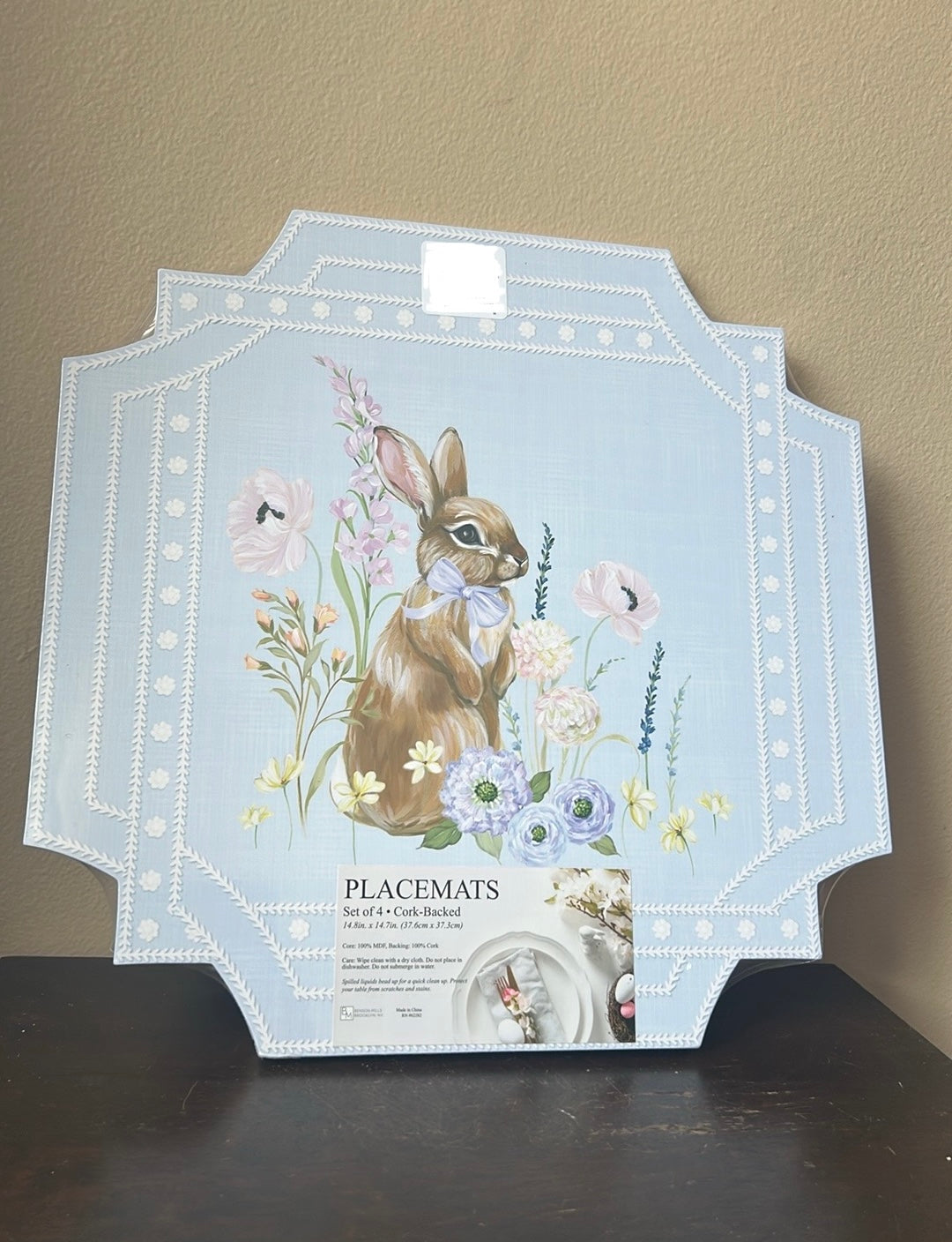 Benson Mills Set Of 4 Cork Placemats New Easter Bunny Spring Floral