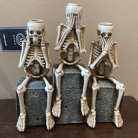 Martha Stewart Halloween Skeleton Candelabra 3 Taper Candle Holder New