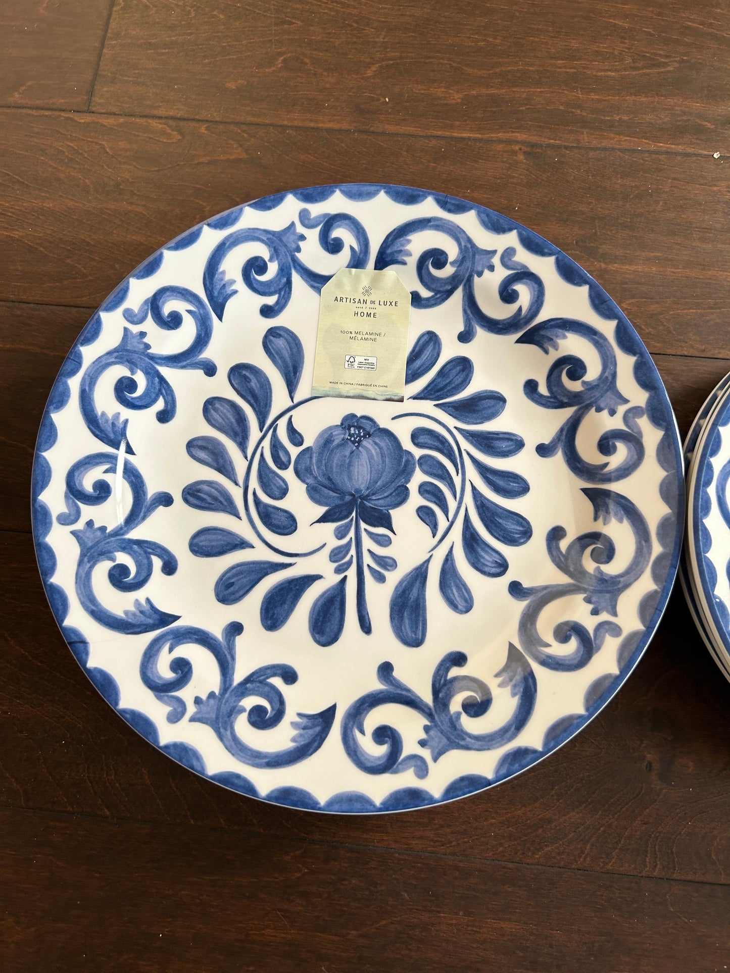 Artisan De Luxe Plate & Bowl Set Melamine 8pc Set 4 Dinner &4 Salad Plates Blue