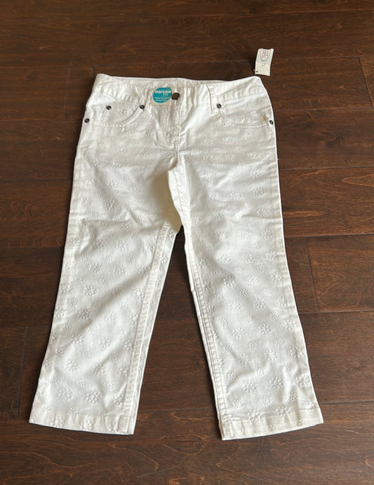 Talbots Young Girls White Jeans  Sz 7 Floral ST1525