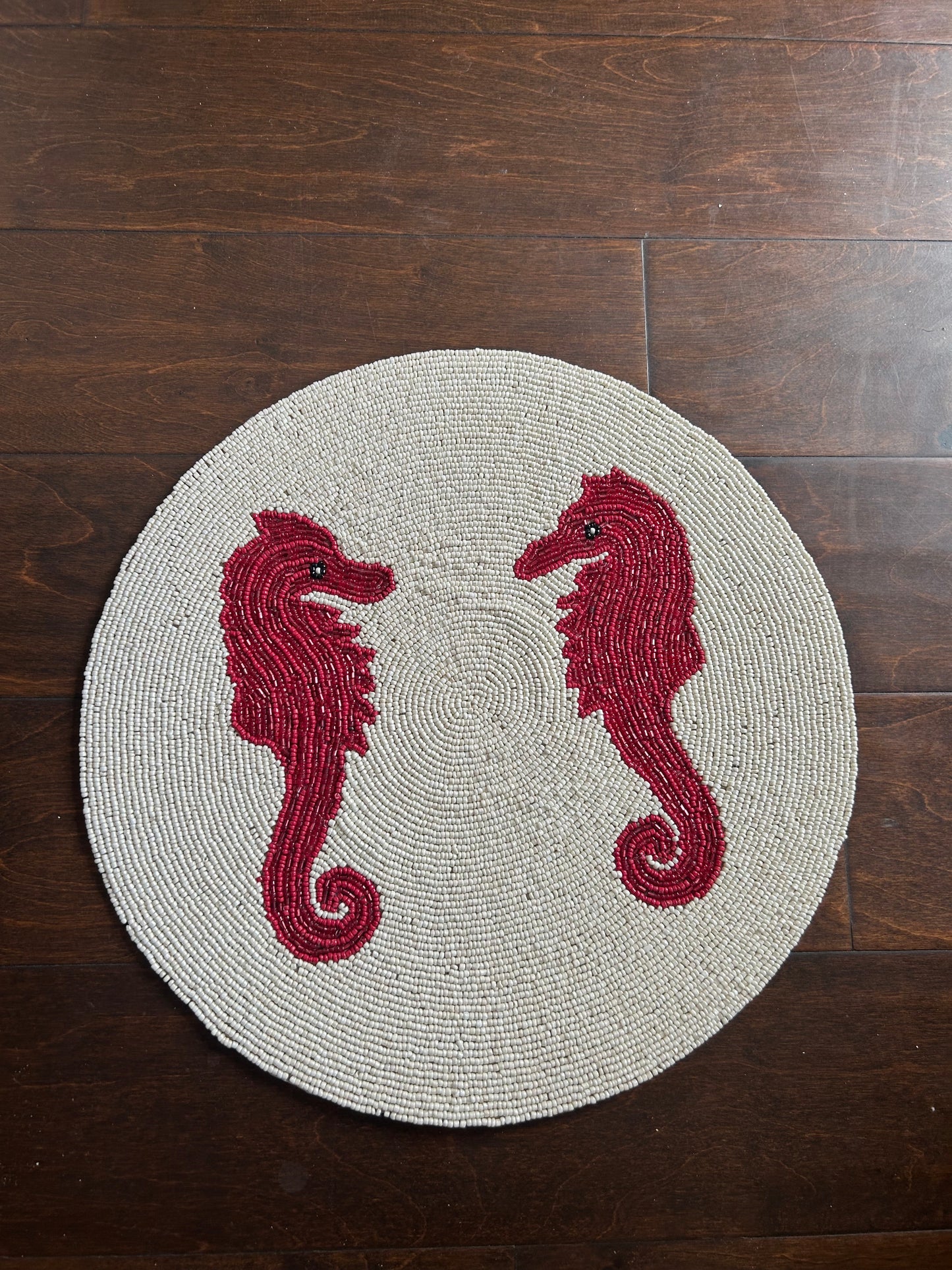 New Seahorse Beaded Placemats Chargers Set Of 2 New Nautical