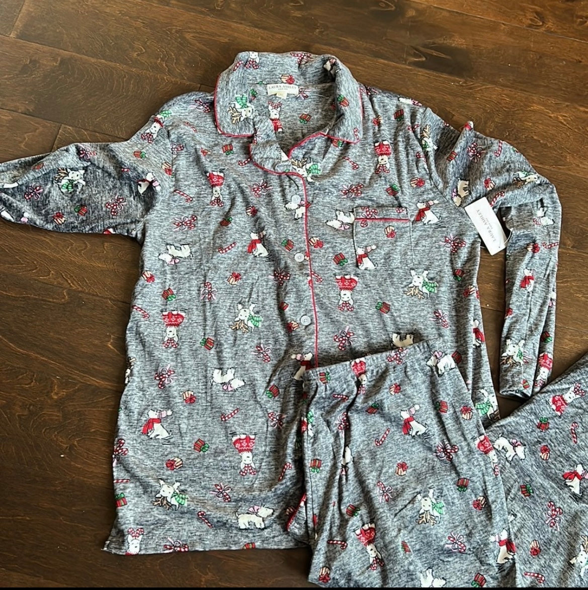 Laura Ashley Pajama Set West Highland Dog Scottie Christmas Westie