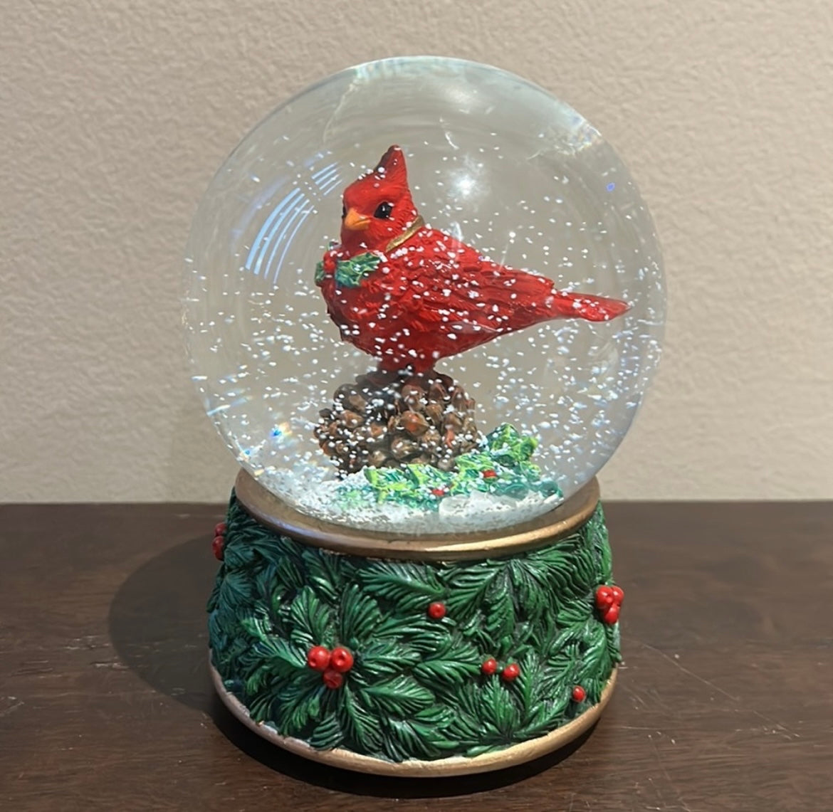 Martha Stewart Red Cardinal Snow globe Musical New Christmas Holiday