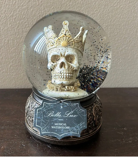 Bella Lux Halloween Decor King Skull  Water Globe Musical New